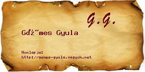 Gémes Gyula névjegykártya