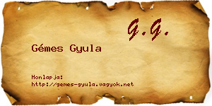 Gémes Gyula névjegykártya